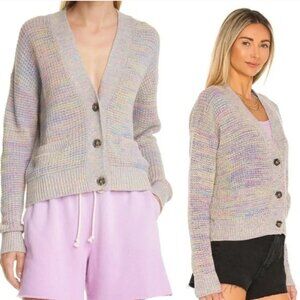 RE/DONE 90s Oversized Crop Cardigan Multicolor Space Dye Knit Rainbow